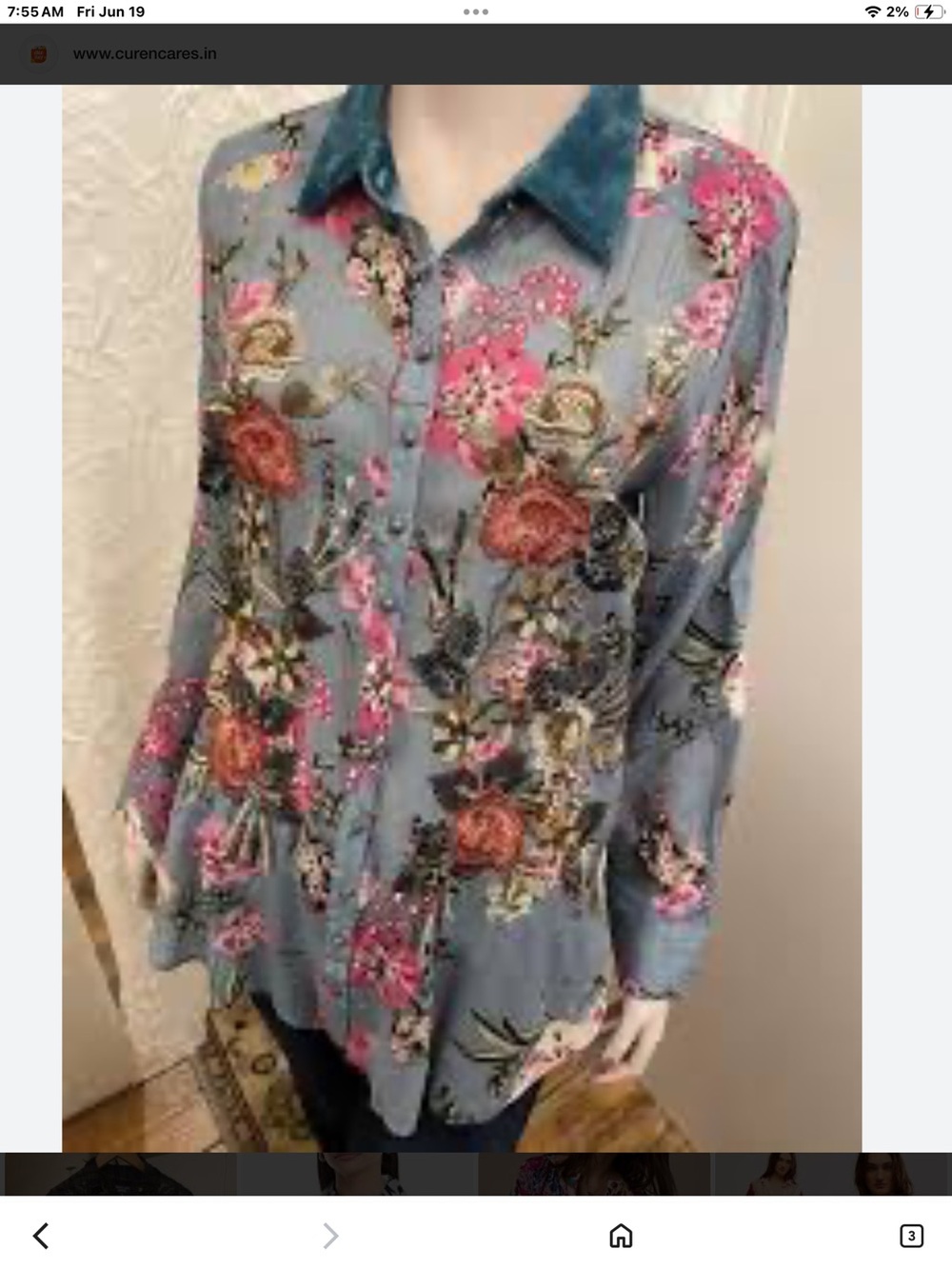 Aratta Silence Journey Floral With Sequins Blouse with Pink & Red Blooms L